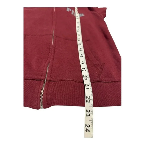 Victoria's Secret PINK Size Small Burgundy French Terry Zip Up Hoodie - Picture 5 of 6